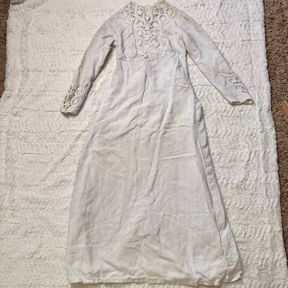 1950s Heirloom Cotton Wedding Gown | Soutache Lace Bridal Dress restoration